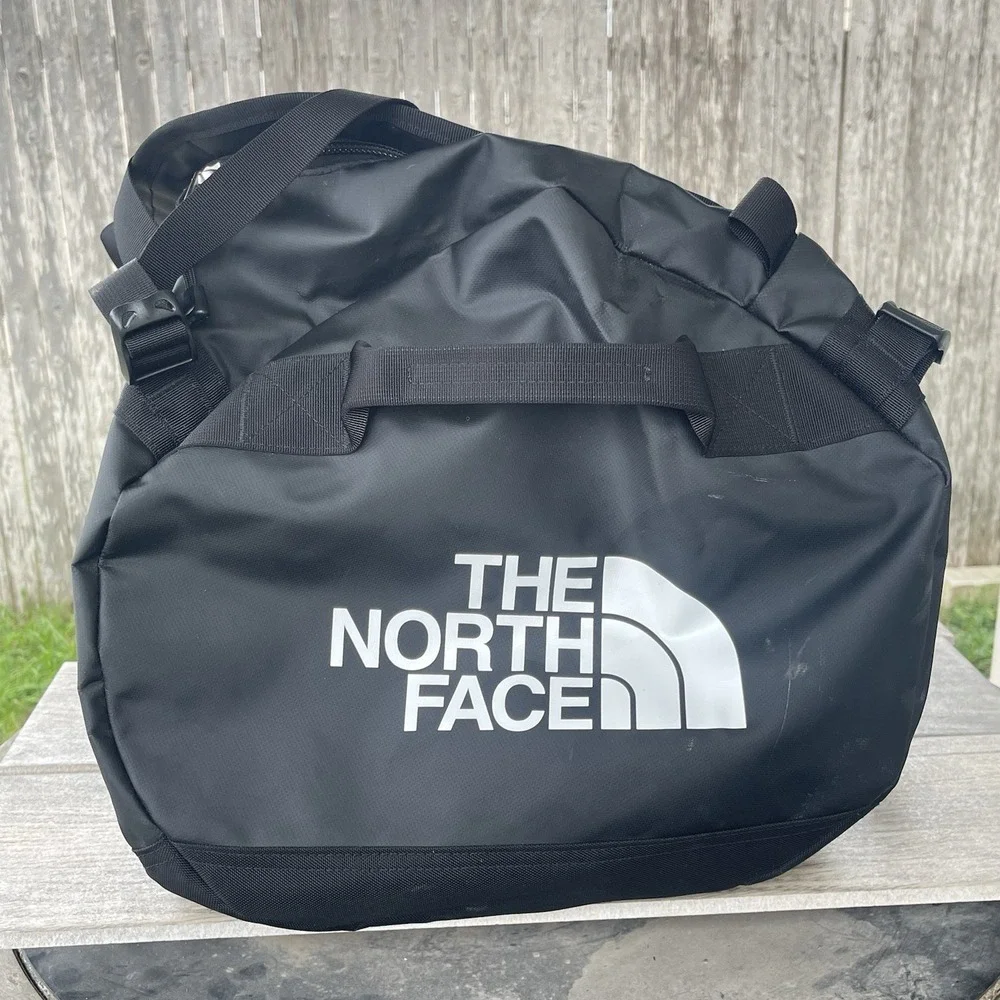 The North Face Black Duffel Bag with White Logo